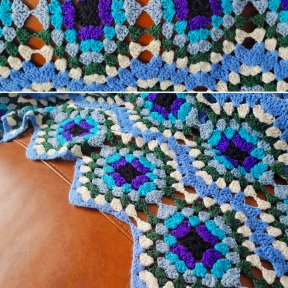 ENORMOUS Granny Square Blanket KING SIZE 🖤💜💙💚